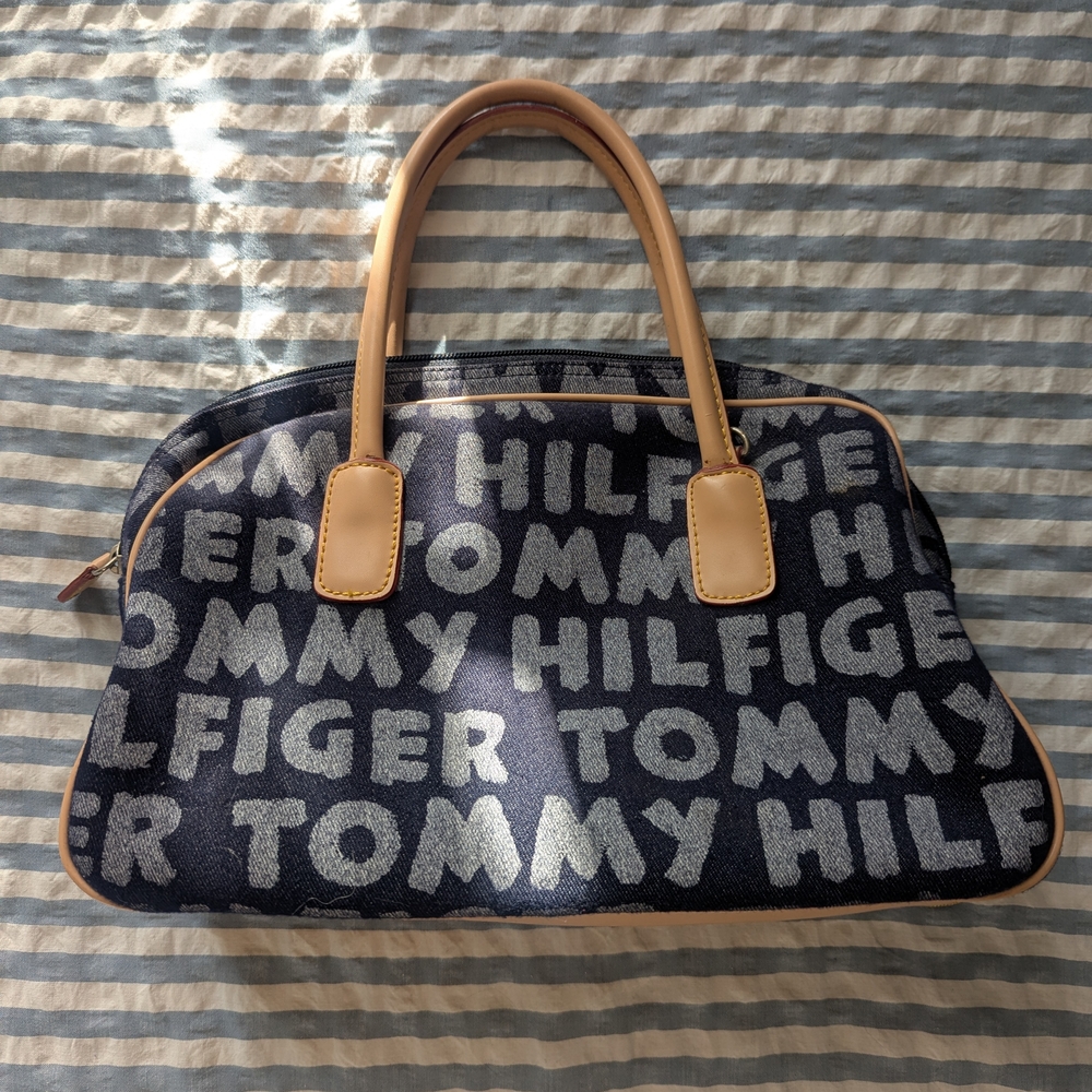Tommy Hilfiger Blue and Tan Handbag
